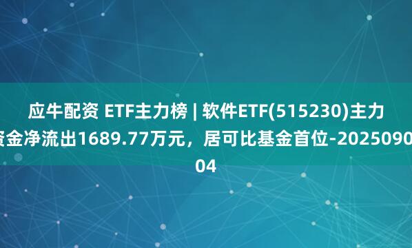 应牛配资 ETF主力榜 | 软件ETF(515230)主力资金净流出1689.77万元，居可比基金首位-20250904